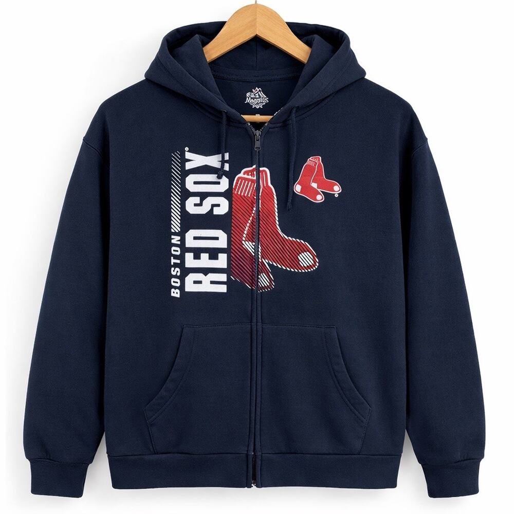 Majestic Boston Red Sox Hoodie Womens 1X Navy Full Zip MLB Sweatshirt